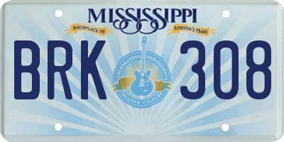 MS license plate BRK308