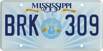 MS license plate BRK309
