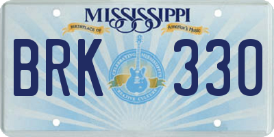 MS license plate BRK330
