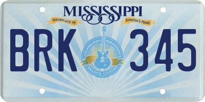 MS license plate BRK345