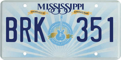 MS license plate BRK351