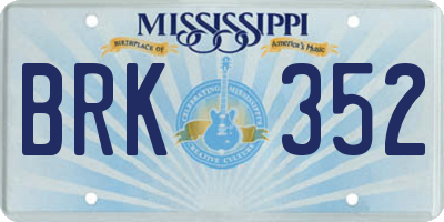 MS license plate BRK352
