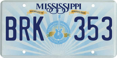 MS license plate BRK353
