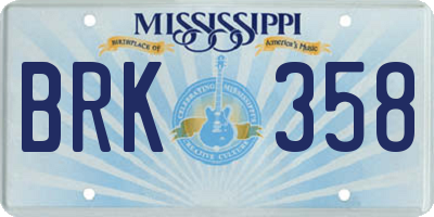 MS license plate BRK358
