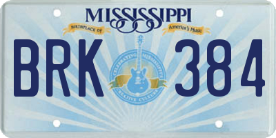 MS license plate BRK384