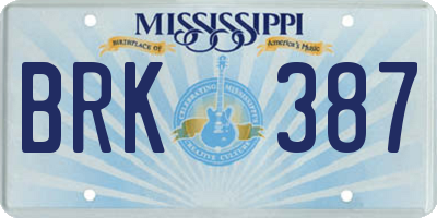 MS license plate BRK387