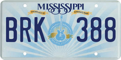 MS license plate BRK388