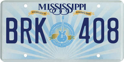 MS license plate BRK408