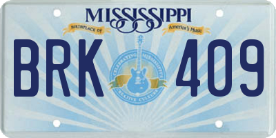 MS license plate BRK409