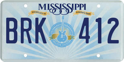 MS license plate BRK412