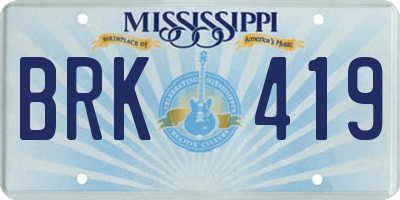 MS license plate BRK419