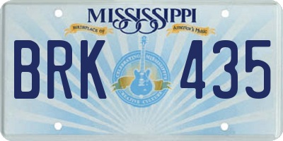 MS license plate BRK435