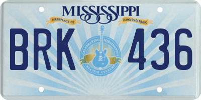MS license plate BRK436