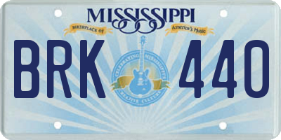 MS license plate BRK440