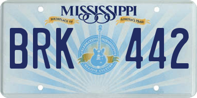 MS license plate BRK442