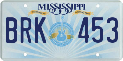 MS license plate BRK453