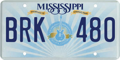 MS license plate BRK480