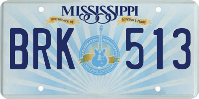 MS license plate BRK513