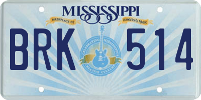 MS license plate BRK514
