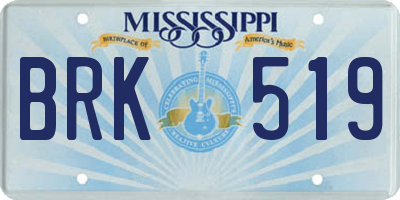 MS license plate BRK519