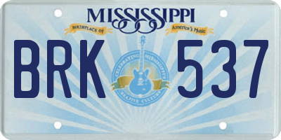 MS license plate BRK537