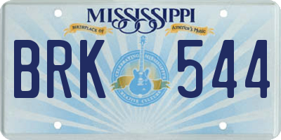 MS license plate BRK544