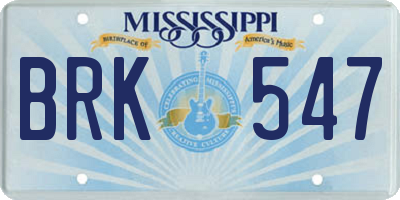 MS license plate BRK547