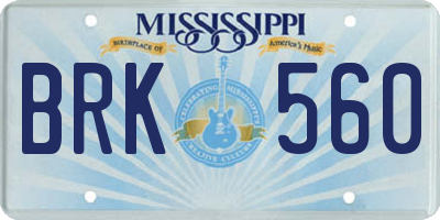 MS license plate BRK560