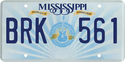 MS license plate BRK561