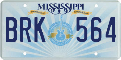 MS license plate BRK564
