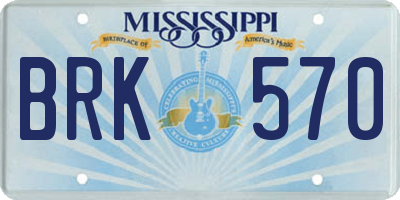 MS license plate BRK570