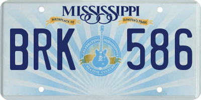 MS license plate BRK586