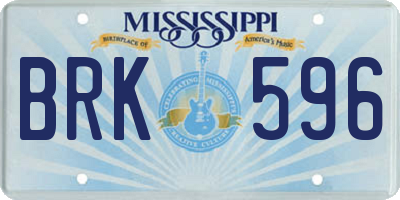 MS license plate BRK596