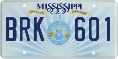 MS license plate BRK601