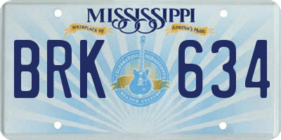 MS license plate BRK634