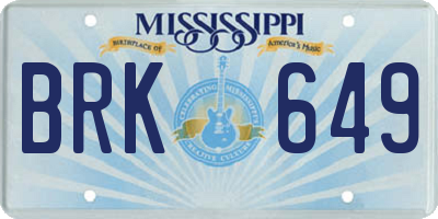 MS license plate BRK649
