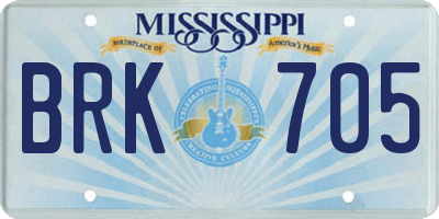 MS license plate BRK705