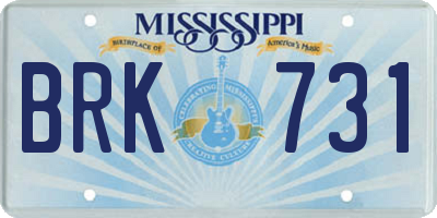 MS license plate BRK731