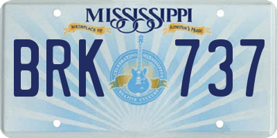 MS license plate BRK737