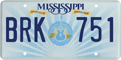 MS license plate BRK751