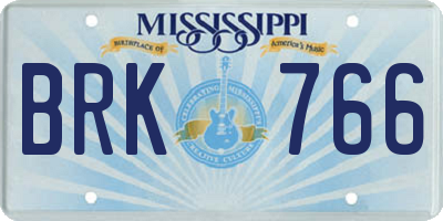 MS license plate BRK766