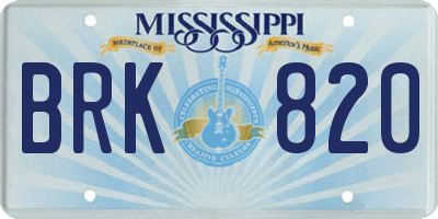 MS license plate BRK820