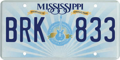 MS license plate BRK833