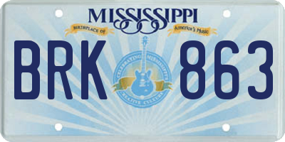 MS license plate BRK863