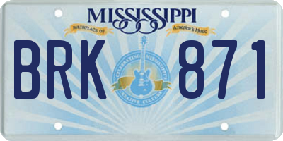 MS license plate BRK871