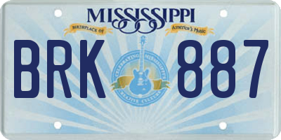 MS license plate BRK887