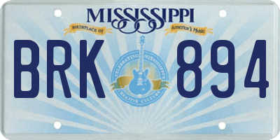 MS license plate BRK894
