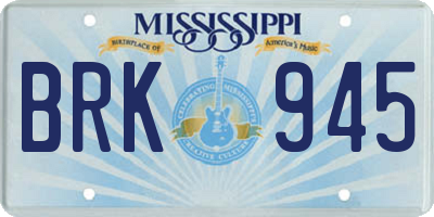 MS license plate BRK945