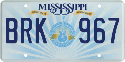MS license plate BRK967