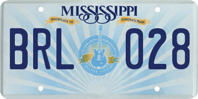 MS license plate BRL028